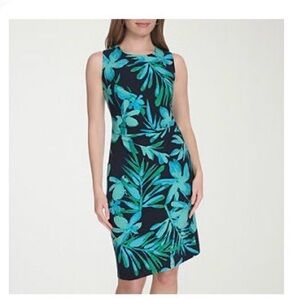 Marc New York Tropical Print Midi Dress - Blue and Green